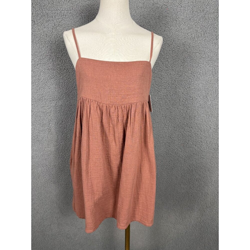 O'Neill Juniors' Hadia Mini Dress Adjustable straps With Pockets XS Brown NWT's